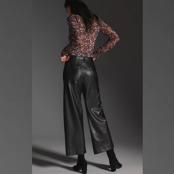 ANTHROPOLOGIE The Colette Cropped Wide-Leg Faux Leather Pants by Maeve - Picture 4 of 11